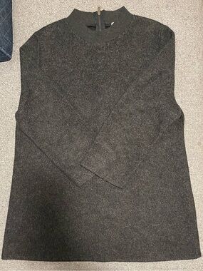 Lavender Charcoal Gray Exposed Back Zip Mock Neck Sweater M